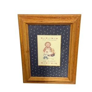 Vintage FIGI "Old Friends Are Dearest" Framed Wall Art Country Decor 9x11